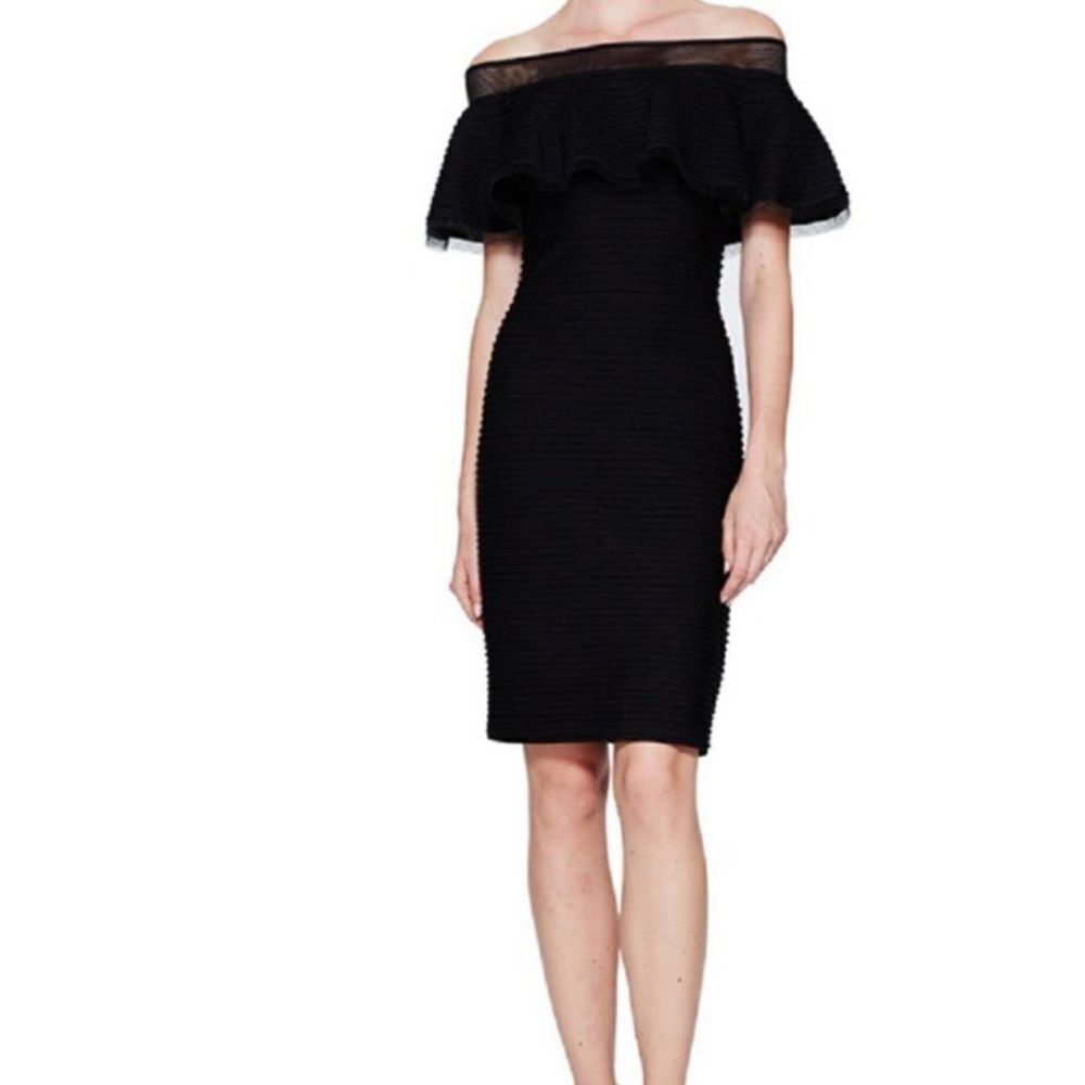 Tadashi Shoji Off-Shoulder Black Dress